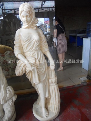 【深圳龙翔专业玻璃钢工厂批发砂岩人物雕塑 砂岩欧式拾麦少女雕塑】价格,厂家,图片,园林及雕塑小品,深圳市龙岗区布吉创鸿雕塑工艺礼品经营部-